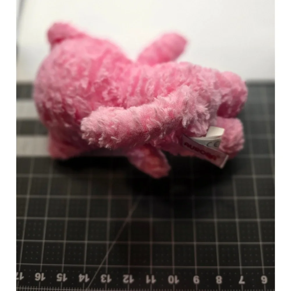 Aurora Plush Cat Pink Swirl Faux Fur Stuffed Animal 6in W x 9in L